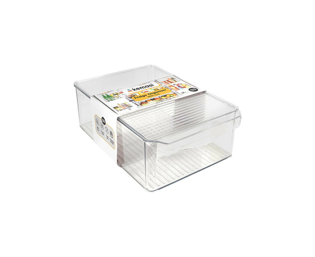 Kemasi Clear Fridge/Freezer Food Storage BPA Free Organiser W/Lid XL 30x20cm