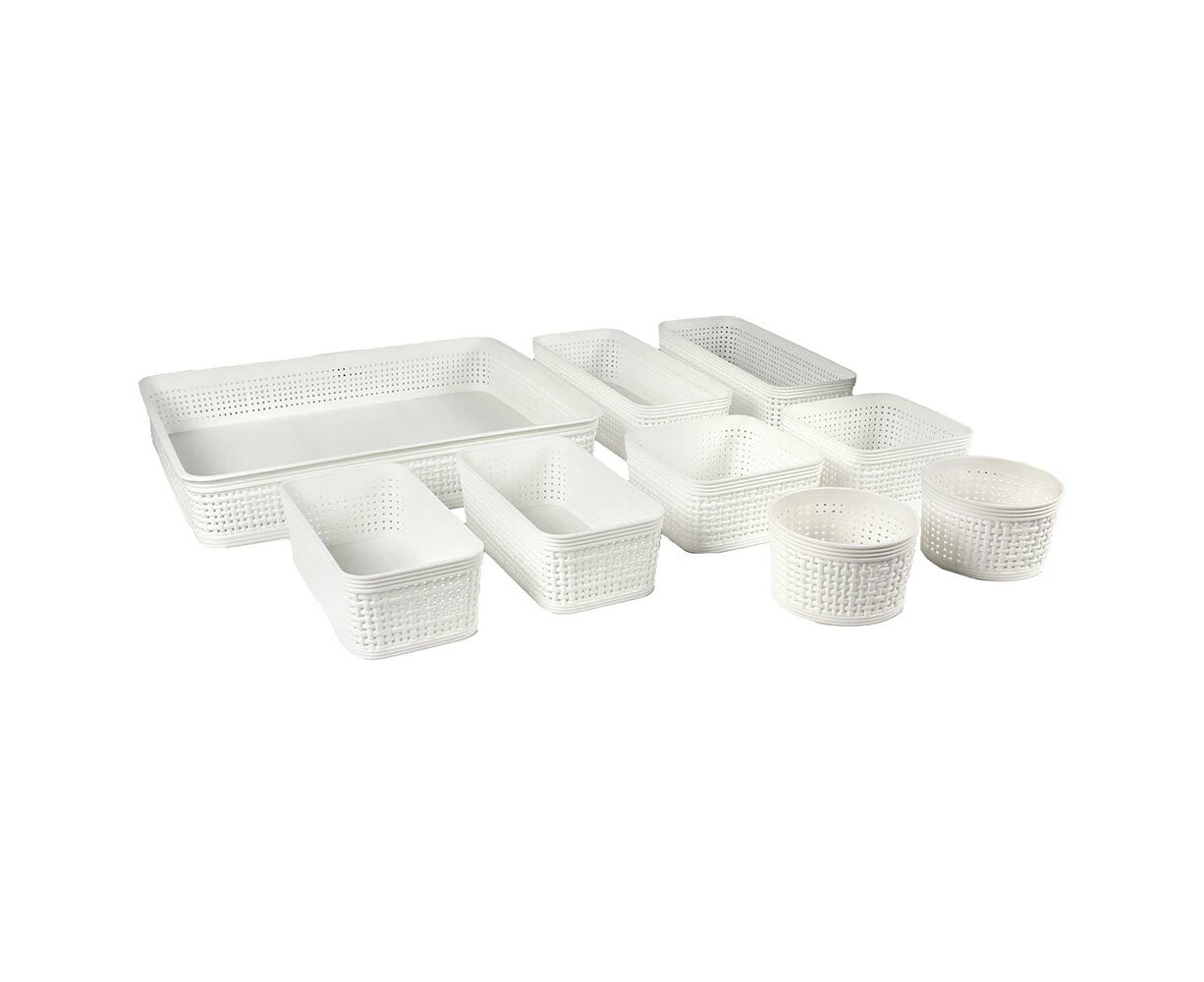 9pc Kemasi Assorted Woven Basket Home Storage Hamper Box Tubs Assorted