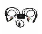 Star Tech KVM Switch 2 Port w/ HDMI Cable/3.5mm Jack/Remote Switch/Windows/Mac