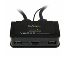 Star Tech KVM Switch 2 Port w/ HDMI Cable/3.5mm Jack/Remote Switch/Windows/Mac