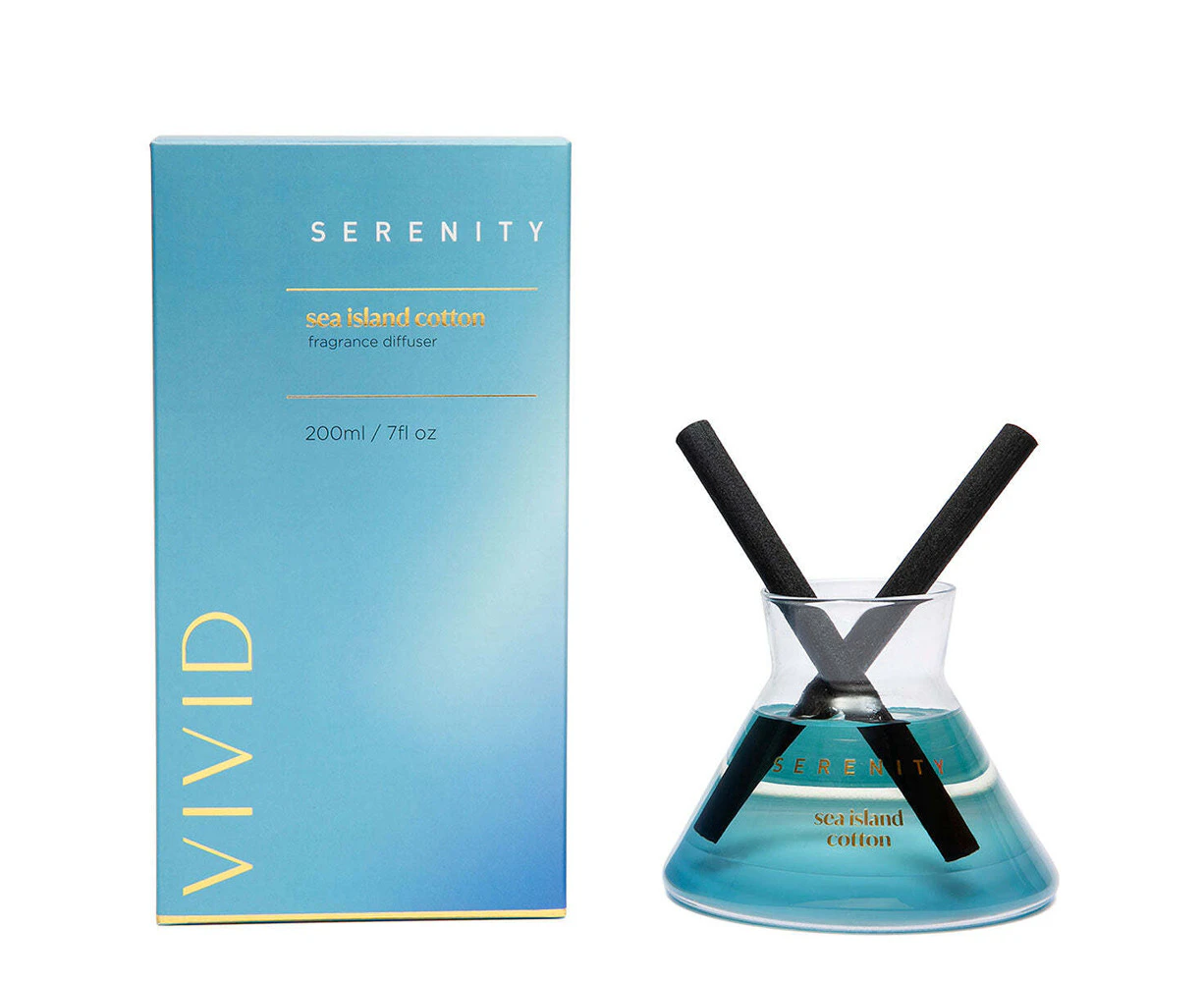 Serenity Vivid 200ml Reed Diffuser Scented Home Fragrance Sea Island Cotton