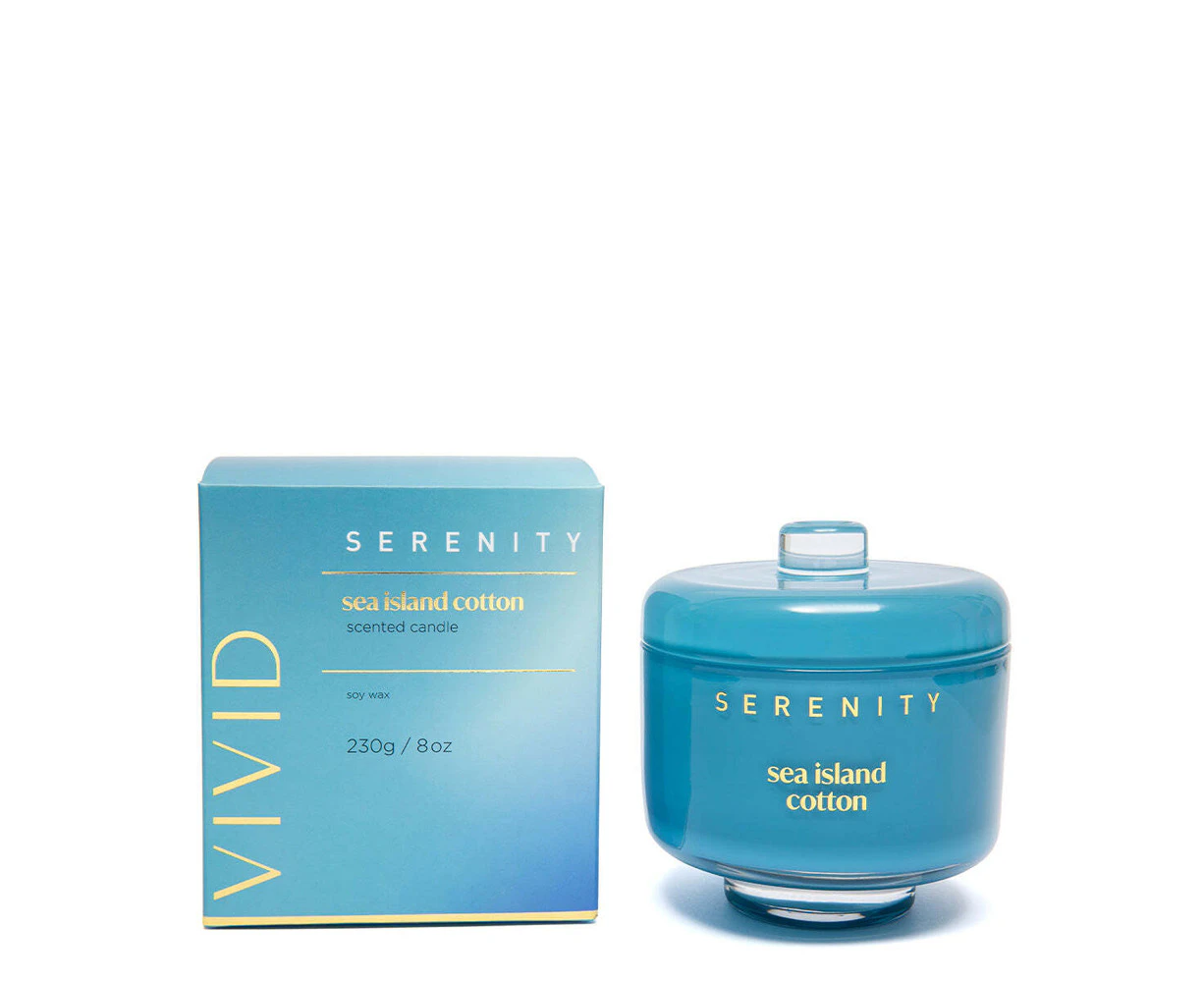 Serenity Vivid 230g Scented Soy Wax Candle Decor Fragrance Sea Island Cotton