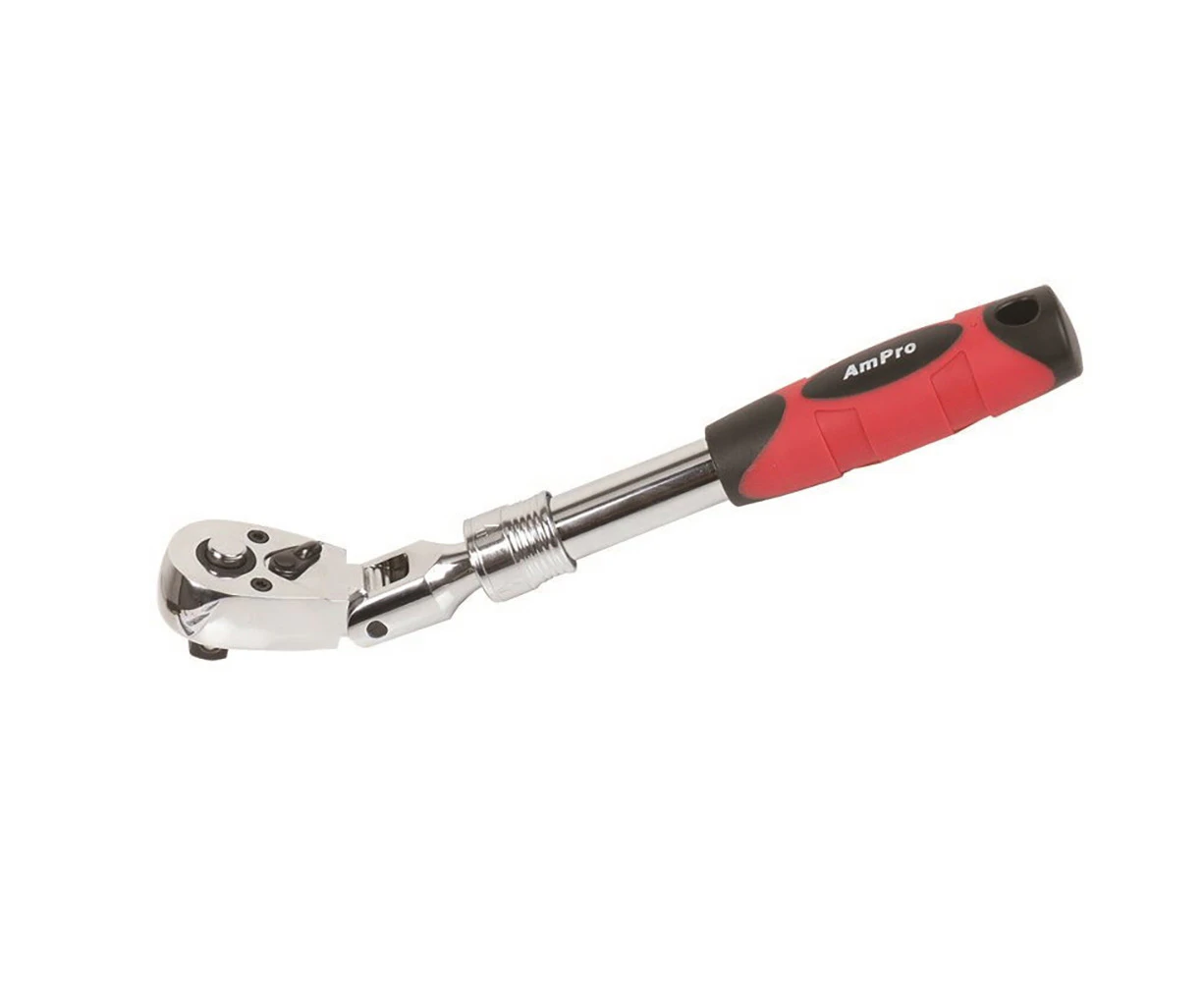 Ampro T29773 3/8" Drive Extendable Flex Head Ratchet/Socket Spanner Tool Chrome