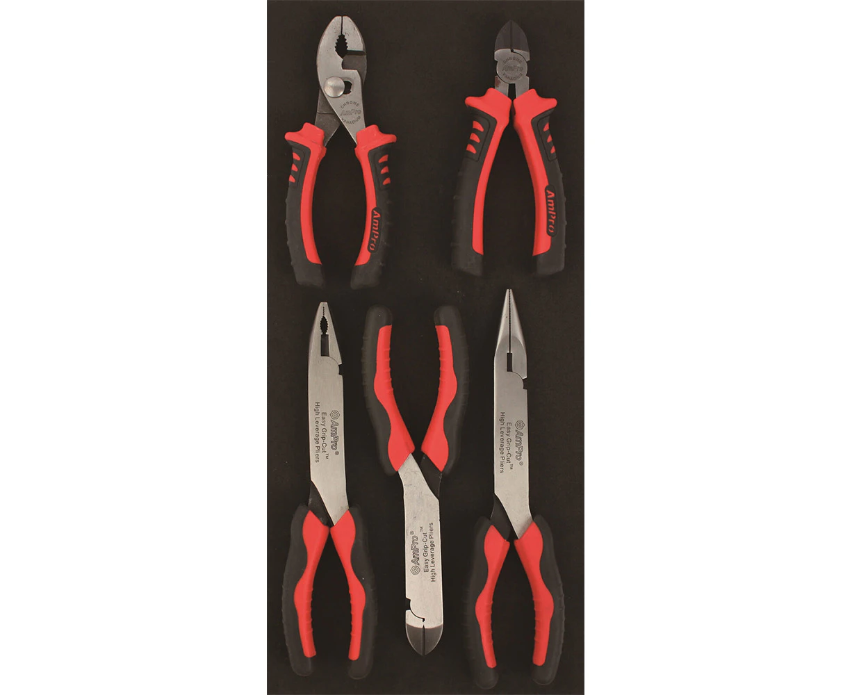 5pc Ampro Heavy Duty Long Reach High Leverage/Cutting Pliers Set Tool Kit T28773