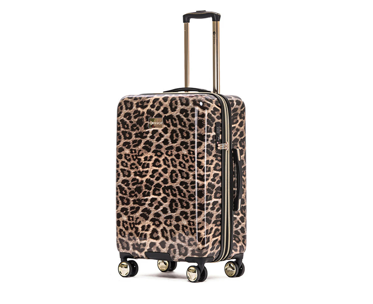 Tosca Leopard Print 25" Checked Trolley Luggage Travel Suitcase 65x40x30cm