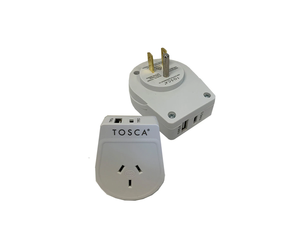 Tosca OB Travel Power Adapter Converter Plug w/ USB A&C - USA Compatibility