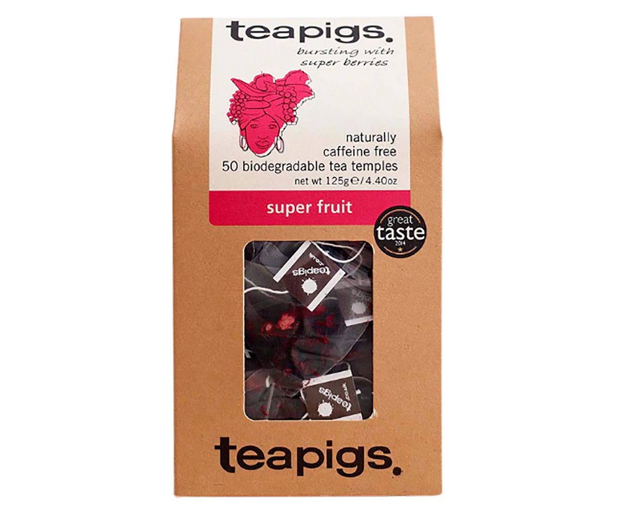 50pc Teapigs Superfruit Berry Caffine Free Tea Temples/Tea Bags Hot Drink blend