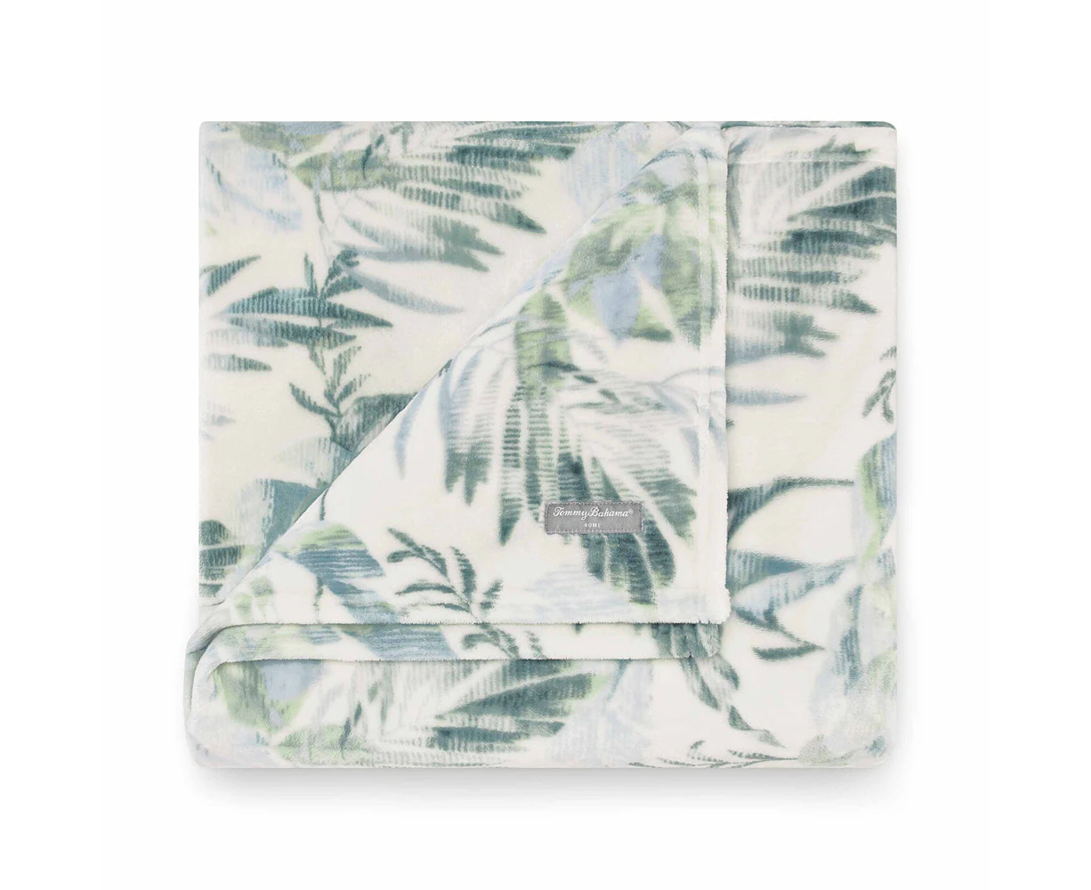 Tommy Bahama Wallpaper Leaves Polyester Throw Decor Castaway Green 127x152cm