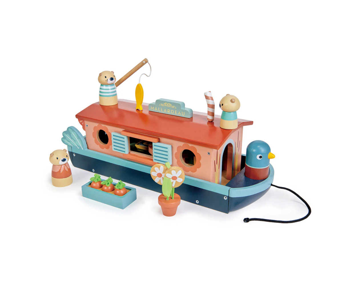 Tender Leaf Toys 38cm Little Otter Canal Boat Wooden Toy Set Kids/Children 3y+