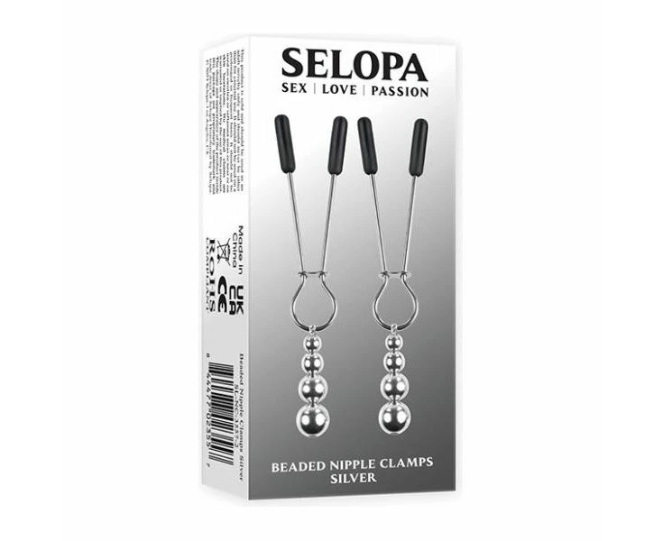 Selopa Silver Beaded Nipple Clamps Model Nb 225 Unisex Sensual Pleasure Weighted Stimulation