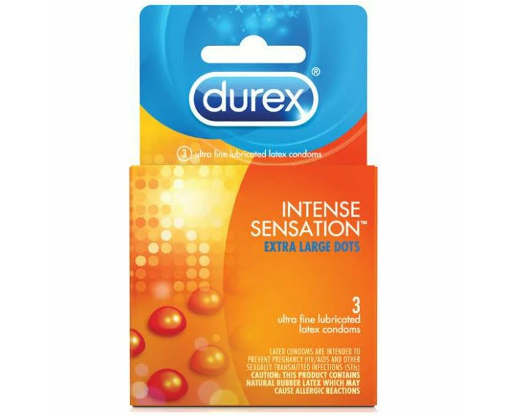 Durex Intense Sensation Extra Large Condoms Dots 3 Pack Ultimate Pleasure For Him And Her In Stimulating Black