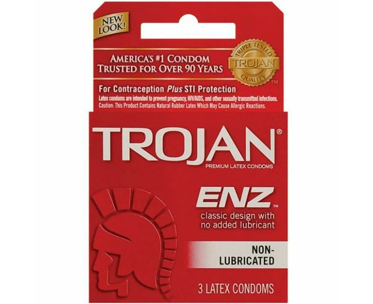 Trojan Enz Non Lubricated Condoms Box Of 3  Introducing The Trojan Enz Non Lubricated Condoms Ultimate Protection For All Your Intimate Moments