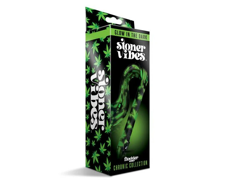 Stoner Vibe Chronic Collection Glow In The Dark Flogger Model 2024, Unisex Bdsm Sensory Toy For Pleasure And Punishment, Black/green