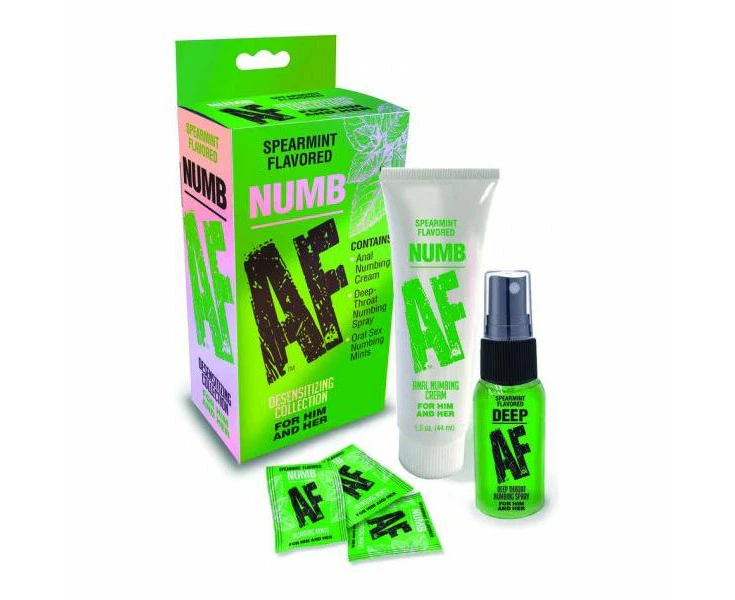 Little Genie Numb Af Kit Anal Numbing Cream, Deep Throat Spray, And Oral Mints For Enhanced Pleasure Model Ng Nafk 001 Unisex Desensitizing Collection