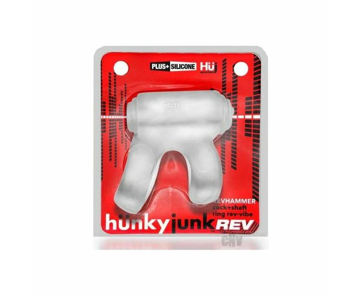 Hünkyjunk Revhammer Clear Ice Cockring + Shaft Strapped Reverb Vibe Model Hj 1001 Men's Vibrating Penis Ring For Enhanced Pleasure Transparent