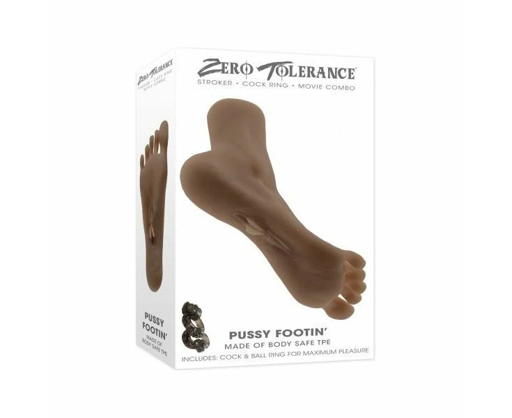 Zero Tolerance Pussy Footin Dark Stroker & Cock Ring Combo Zt 001 Male Masturbator For Ultimate Foot Fetish Pleasure Black