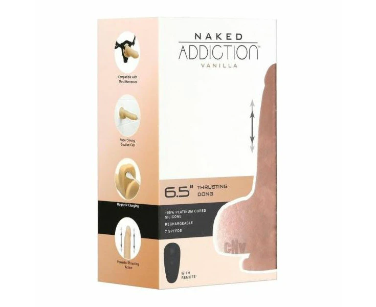 Naked Addiction Thrust Rc Dong 6.5 Powerful Wireless Remote Control Thrusting Dildo For Intense Pleasure Model 6.5, Unisex, G Spot And Prostate Stimul