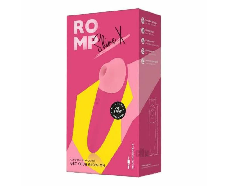 Introducing Romp Shine X Pink Pleasure Air Clitoral Stimulator Model X10, Premium Silicone, Waterproof