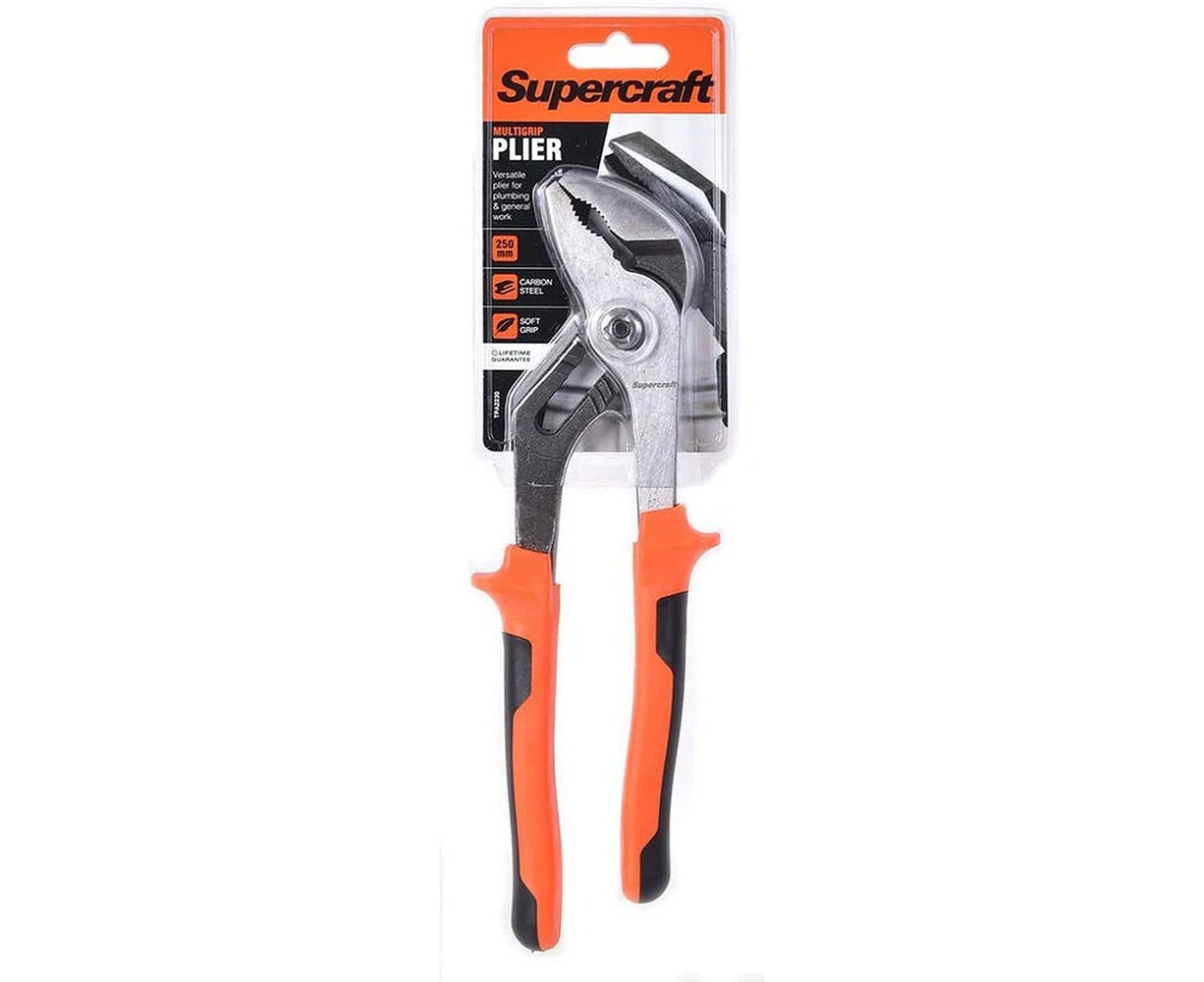 Supercraft Multigrip Plumbing Pliers Carbon Steel 250mm With Soft Grip Handles