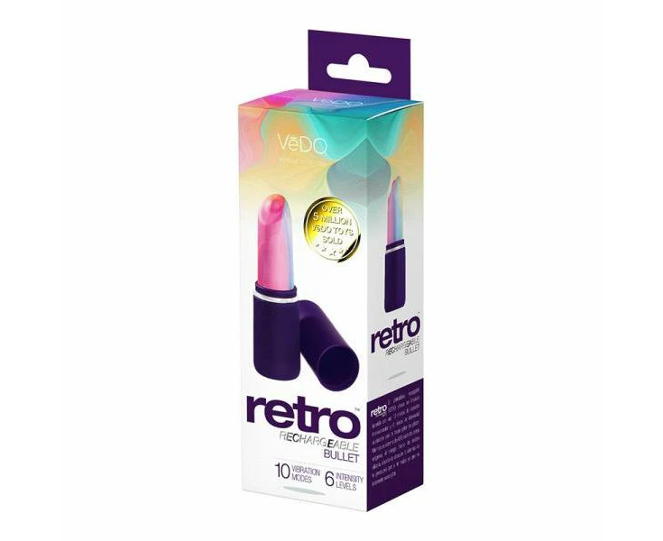 Vedo Retro Rechargeable Bullet Purple Powerful 10 Mode Silicone Vibrator For Intense Pleasure