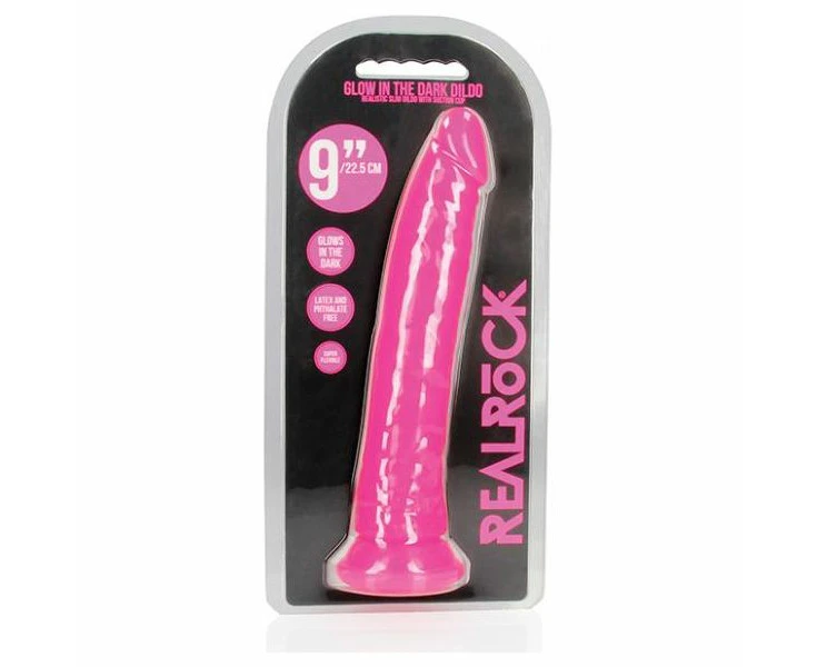 Realrock 9 Slim Dildo Glow In The Dark Neon Pink The Ultimate Glow In The Dark Pleasure Experience