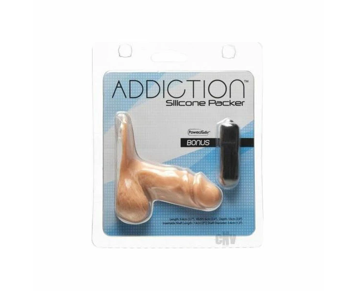 Addiction Silicone Packer Dong Model Ad 12345 Unisex Strap On For Enhanced Sensation Beige