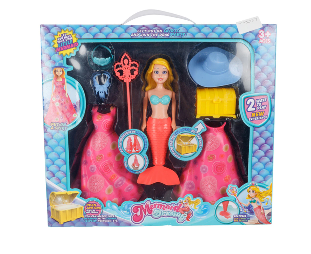 8pc Toylife Wind Up Swimming Mermaid w/ Accessory Kids Role Play Pretend Toy 3y+