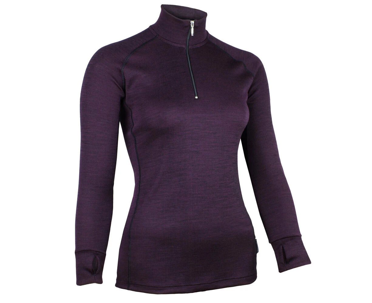 Wilderness Wear Women's Thermal Activewear Long Sleeve Zip Neck Top 8/XS Merlot