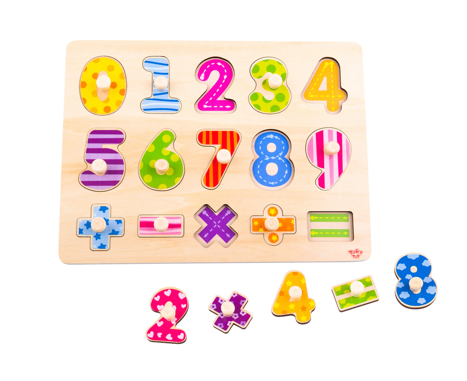 Tooky Toy Wooden Numbers/Equations Kids/Children Maths Learning Peg Puzzle 3+