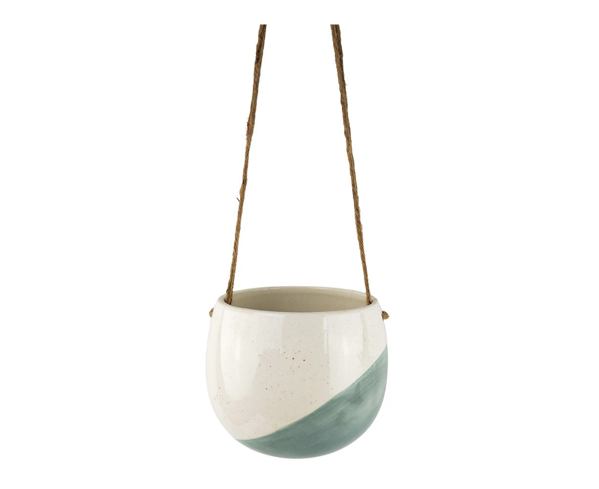 Urban Avery 14cm Ceramic Dot Round Hanging Planter Flower Plant Pot Medium Blue