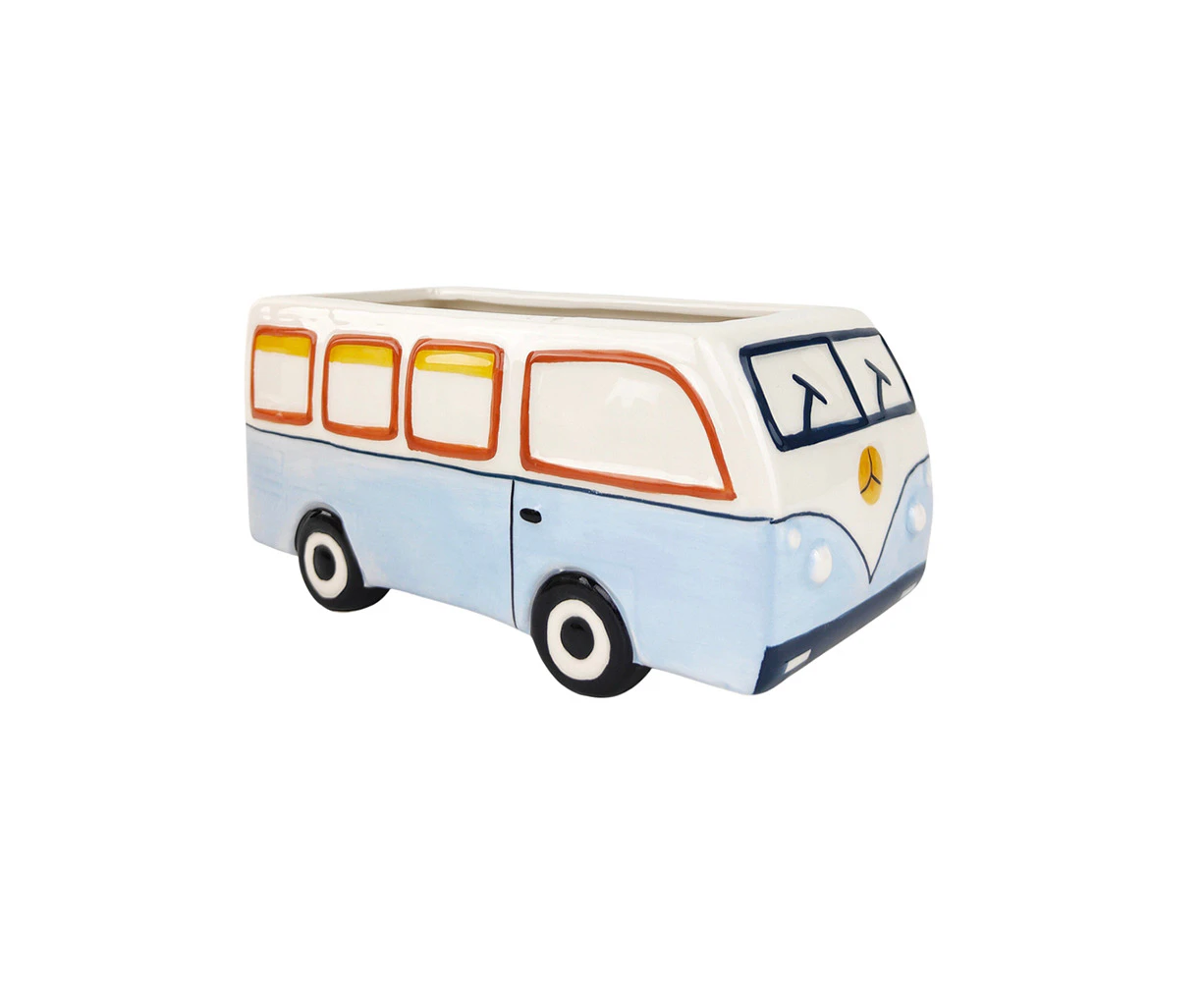 Urban 22cm Retro Kombi Van Ceramic Planter Garden Decor Plant/Flower Pot Blue