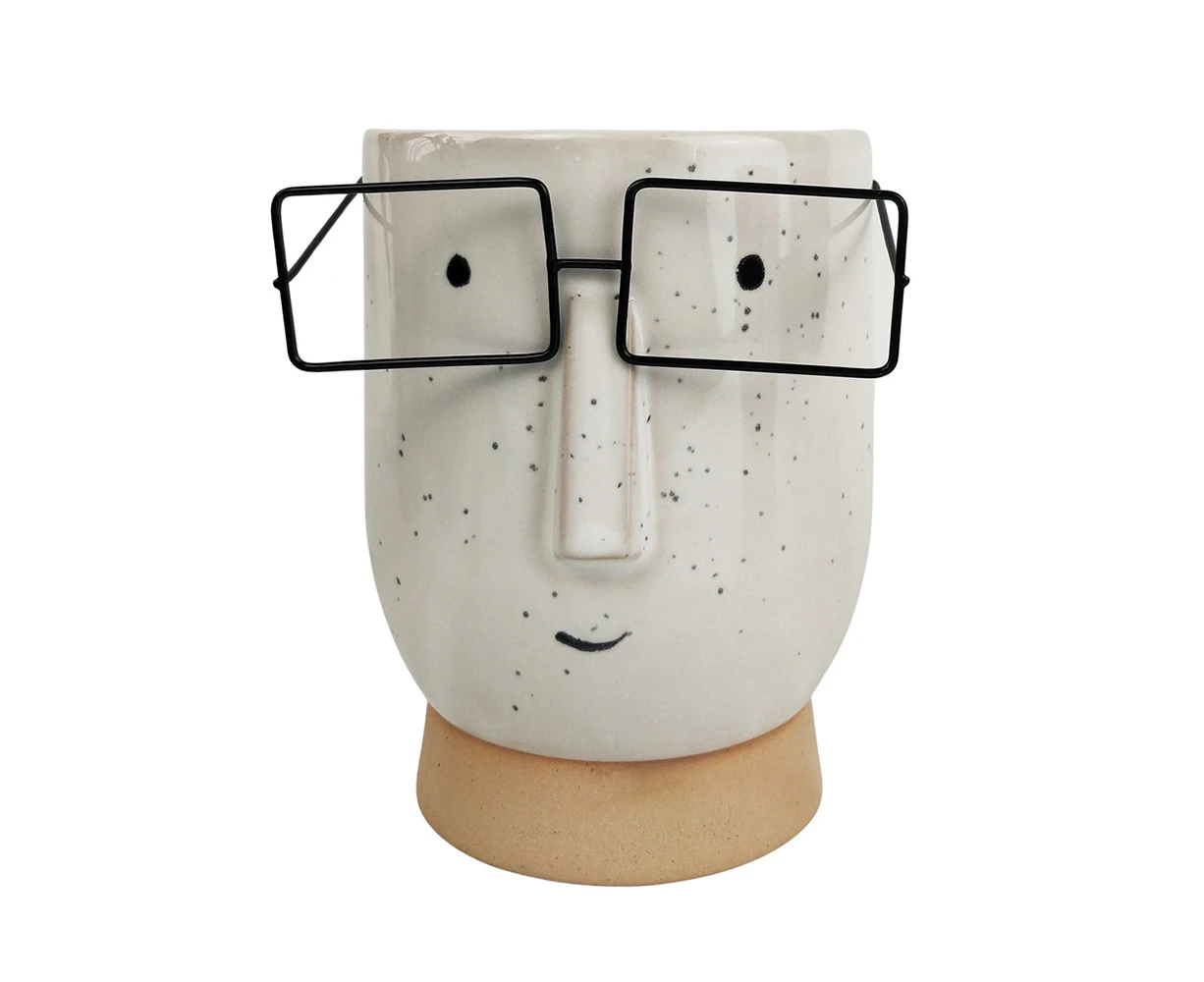 Urban 15cm Blake w/ Glasses Tall Ceramic Planter Home/Garden Plant Pot White