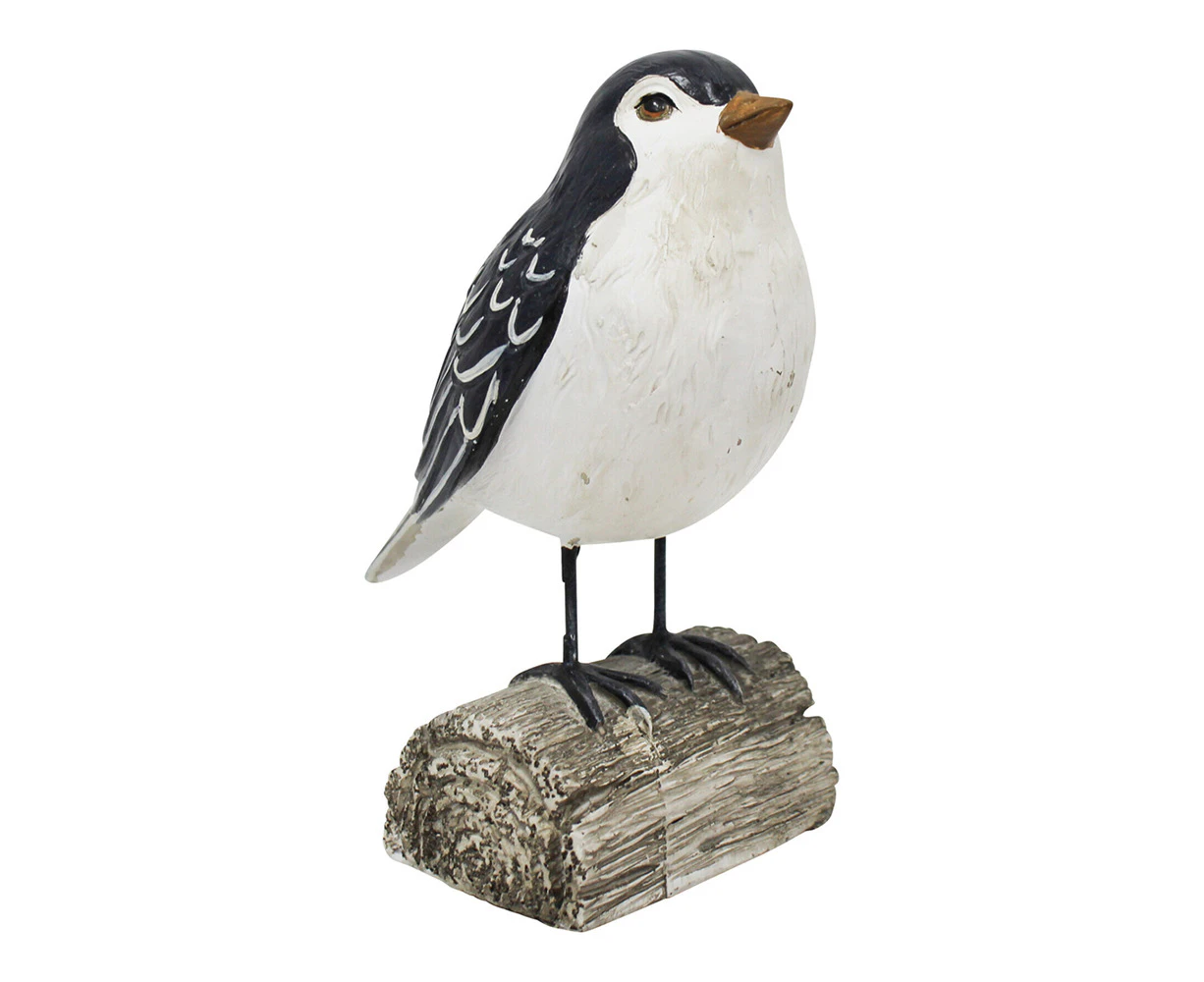 Resin 20cm Bird On Half Stump Home Tabletop Statue Decorative Figurine Black