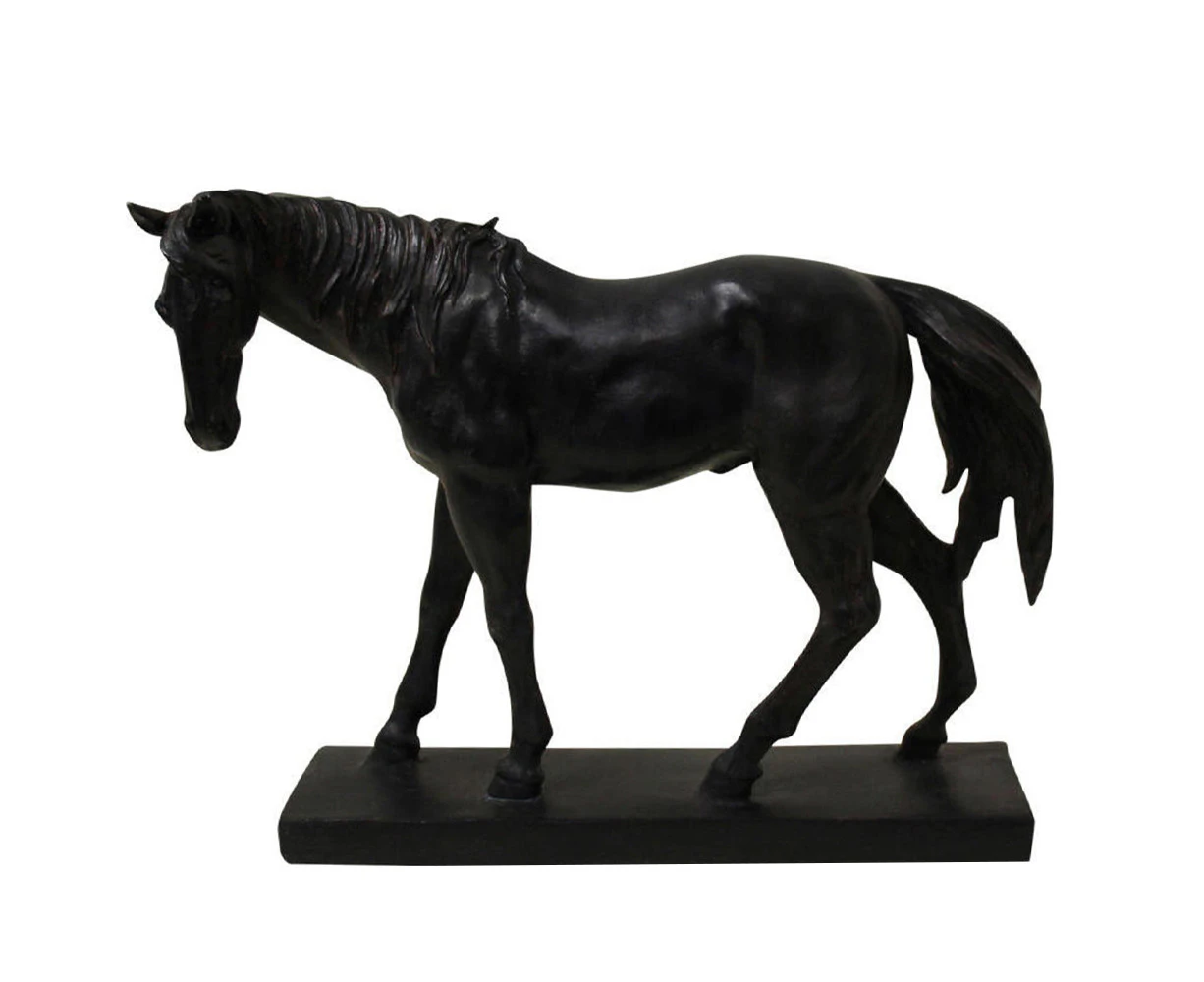 30cm Resin Home Table/Desk Shelf Standing Jet Black Horse Home Sculpture Décor