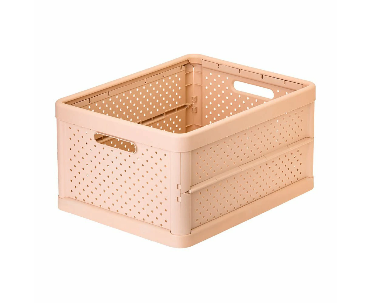 Vigar Compact 32L Plastic Foldable Crate Home/Car Basket Storage Organiser Pink