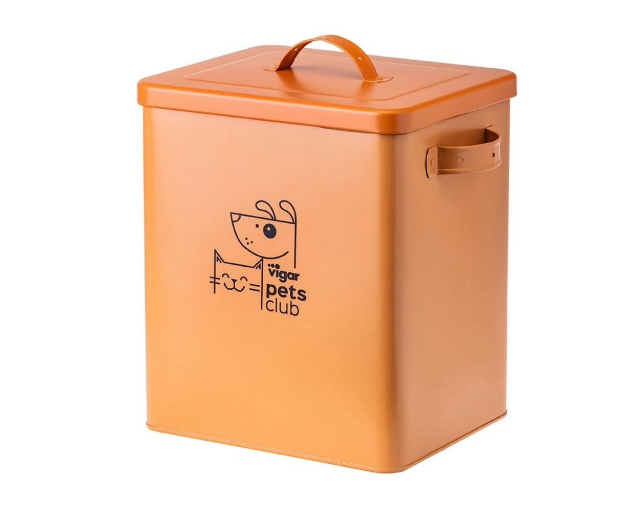 Vigar Pets Club Large 12L Cat/Dog Pet Food Metal Storage Container w/ Lid Orange