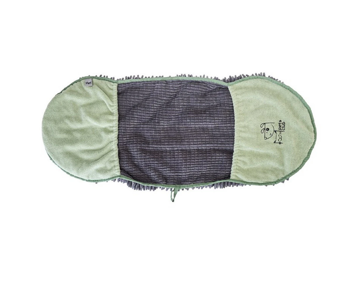 Vigar Pets Club Microfibre Cat/Dog Noodles Towel Bath Quick Drying Green/Grey