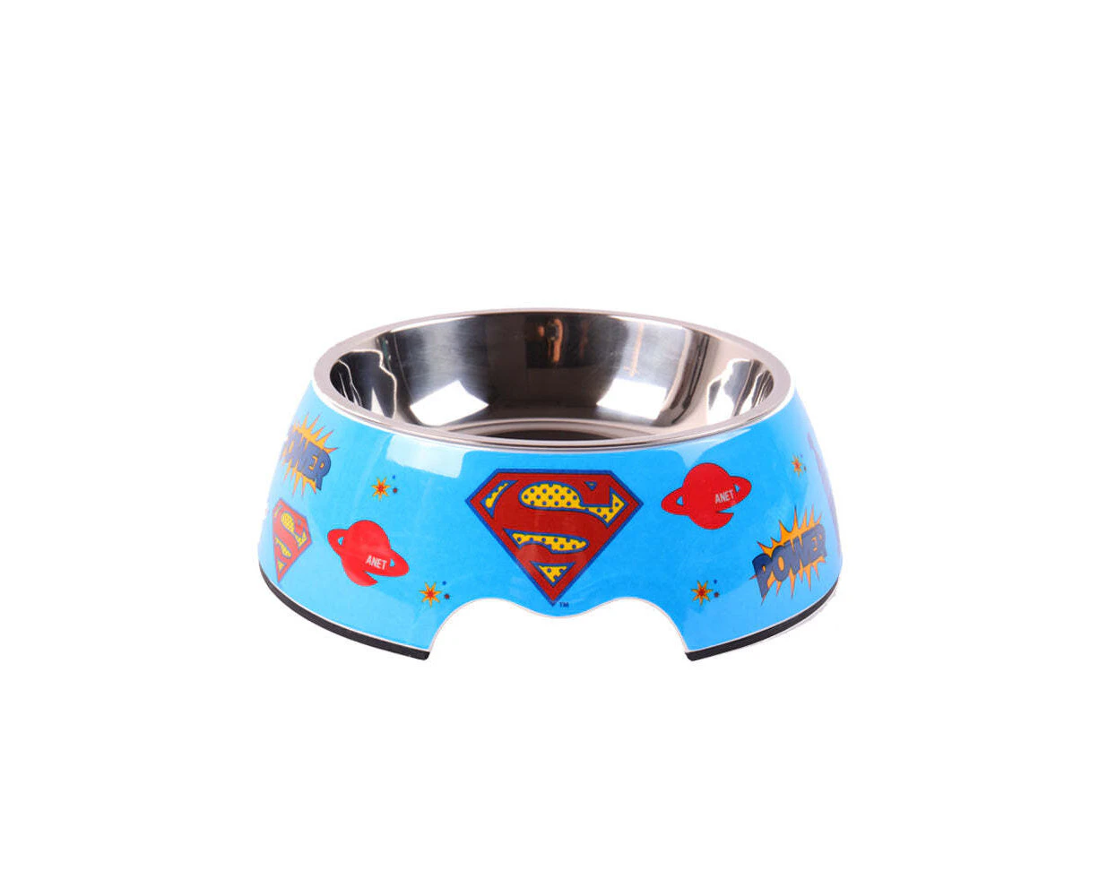 The Stubby Club Superman Pet Round 20cm Dog Drink/Meal Feeding Bowl Container