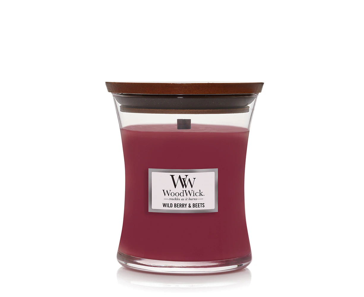 WoodWick Wild Berry & Beets Scented Crafted Candle Glass Jar Wax w/ Lid Medium