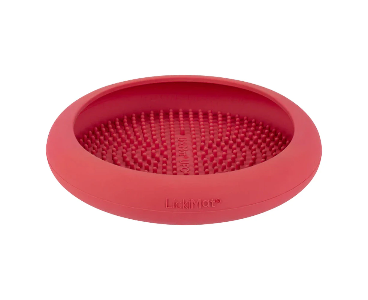 Lickimat 18cm UFO Pet Dog/Cat Slow Feeding Suction Food Rubber Bowl/Plate Pink