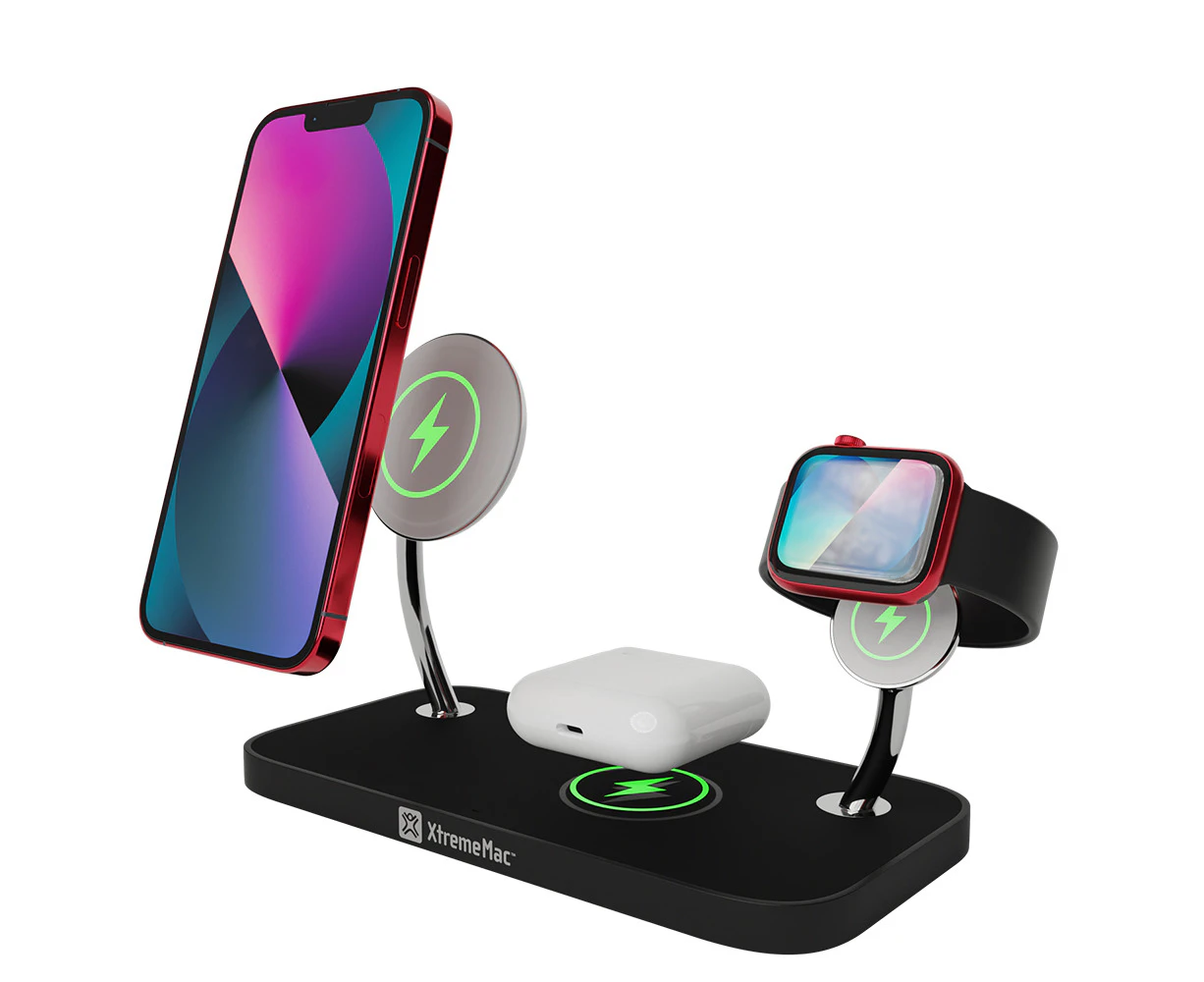 XtremeMac X-Mag Pro 3-in-1 Wireless Charger For Apple iPhone/AirPods/Watch Black