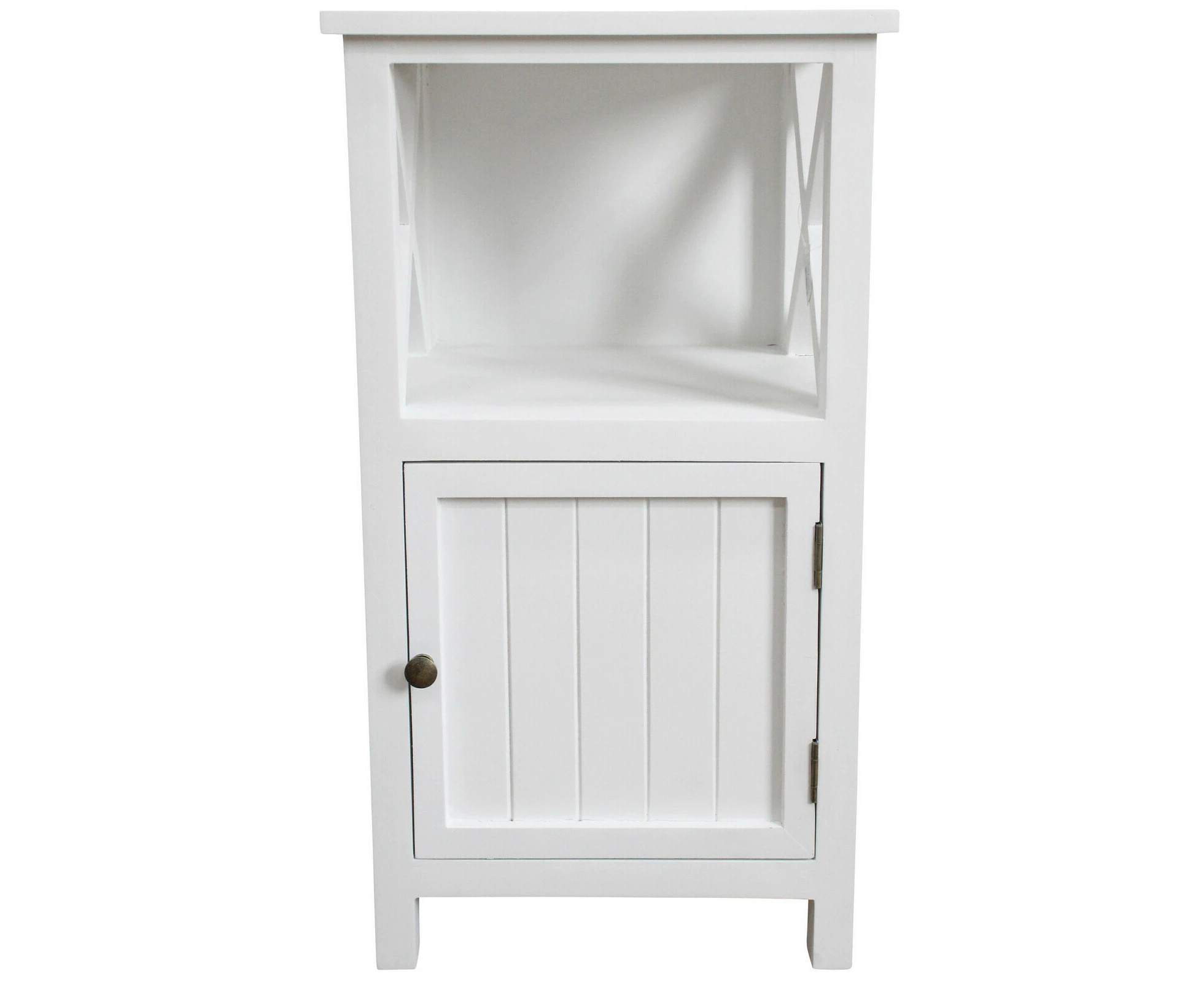 Nantucket Fir Wood/MDF 40x73cm Side Table w/ Cabinet Bedside Furniture White