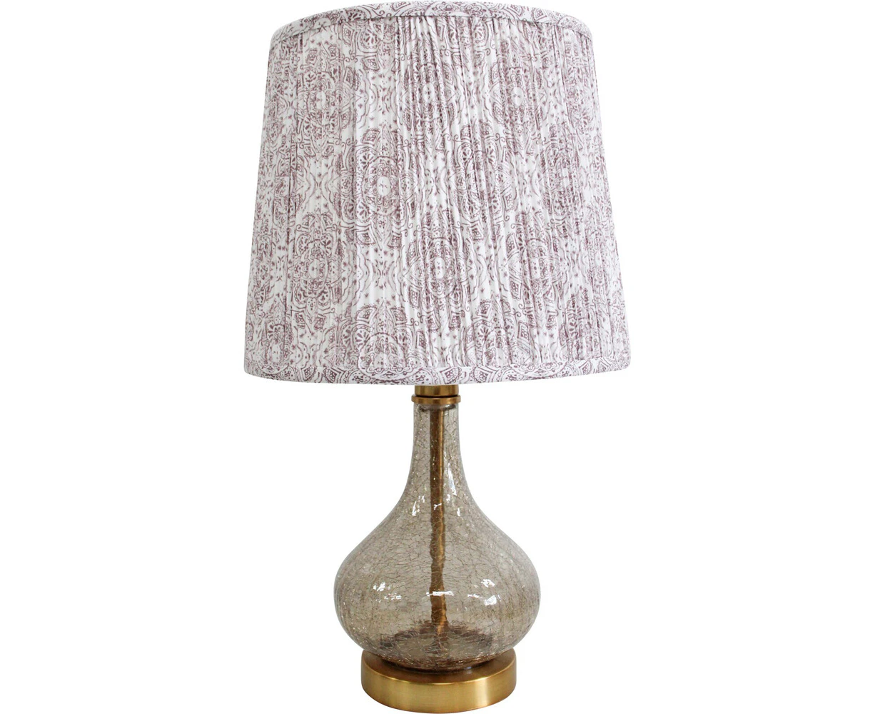 LVD Farrow Glass/Metal/Linen 77.5cm Lamp Home/Office Decor Table Lampshade Amber