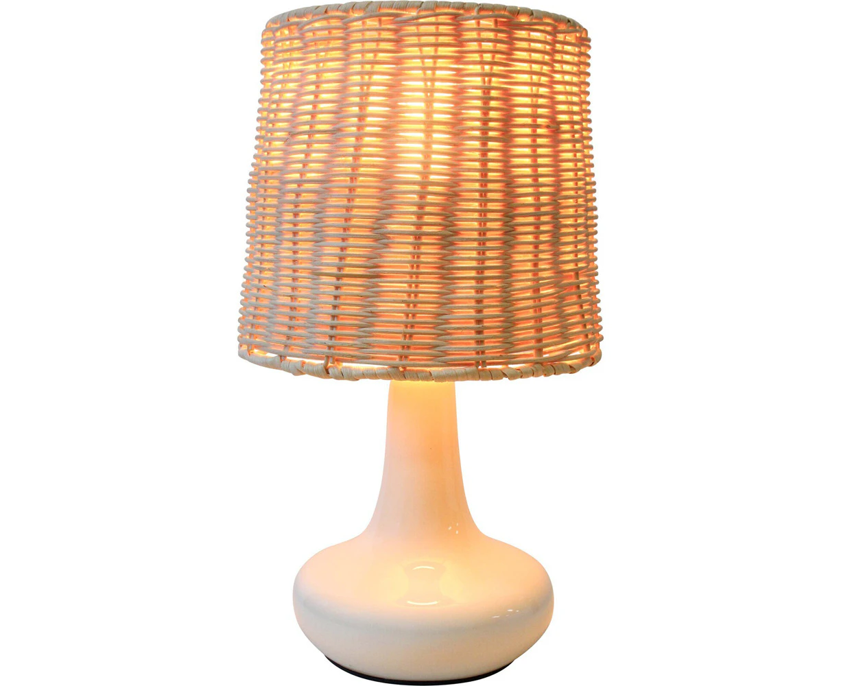 LVD Pippa Ceramic/Wicker 30cm Lamp /Office Light Room Desk/Table Lampshade