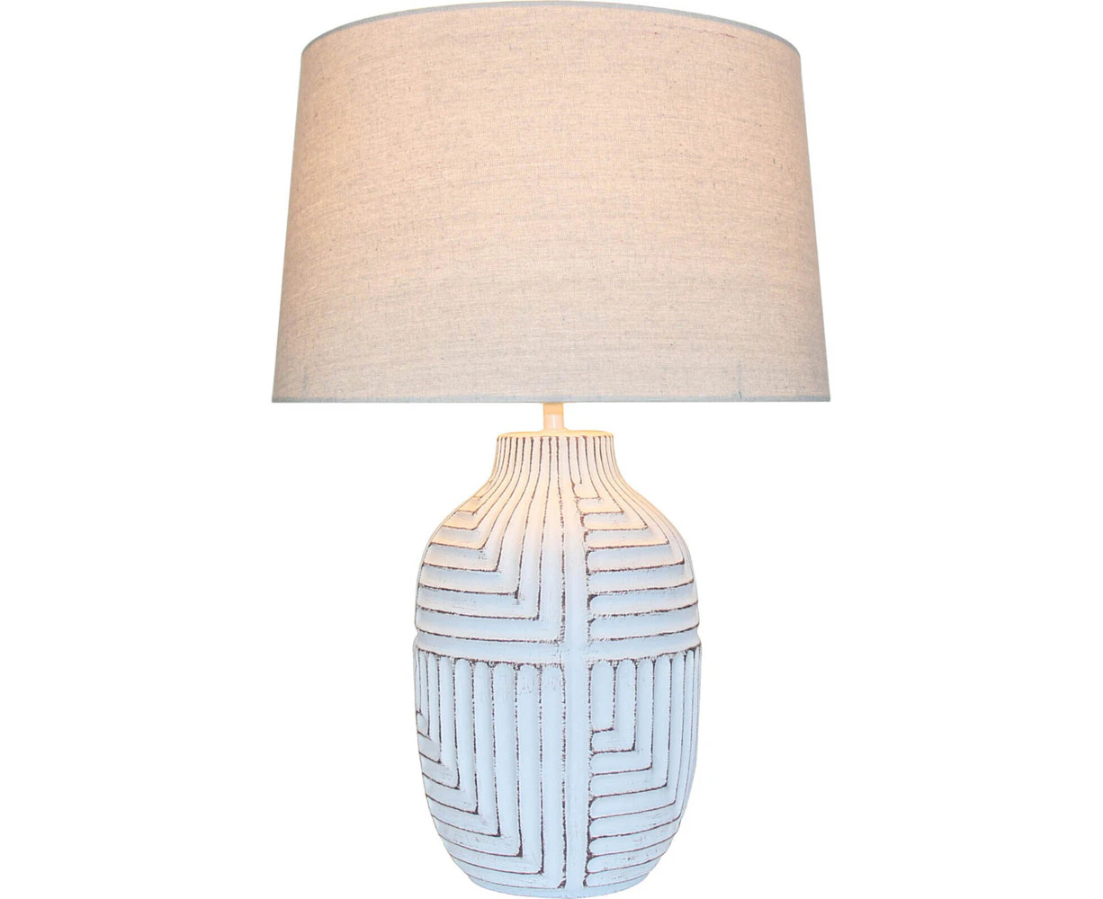 LVD Kuba Ceramic/Linen 61cm Lamp /Office Light Room Table Lampshade Large