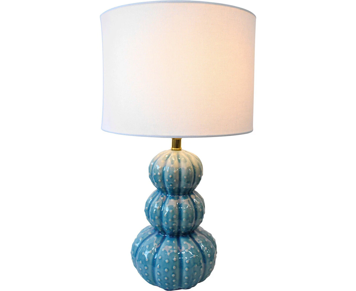 LVD Anemone Stack Ceramic/Linen 49cm Lamp Sea Foam /Office Table Lampshade