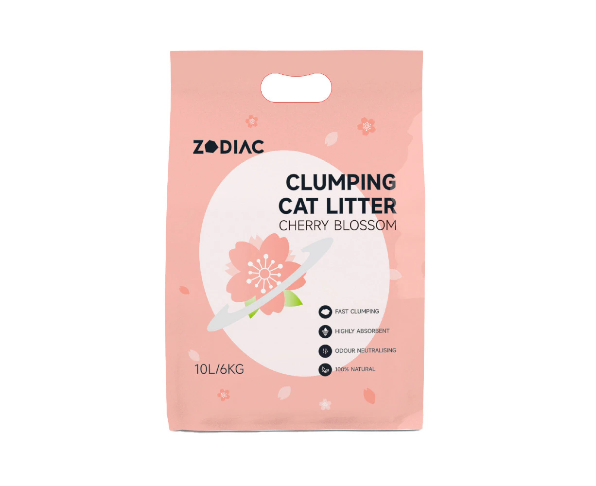 Zodiac 10L/6kg Clumping Bentonite Clay Pet Cat Litter Absorbent Cherry Blossom