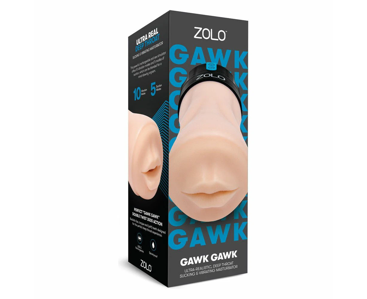 Zolo Gawk Gawk Ultra Realistic Vibrating Blowjob Stroker | Model Zg 1001 | Male | Deep Throat Simulator | Black