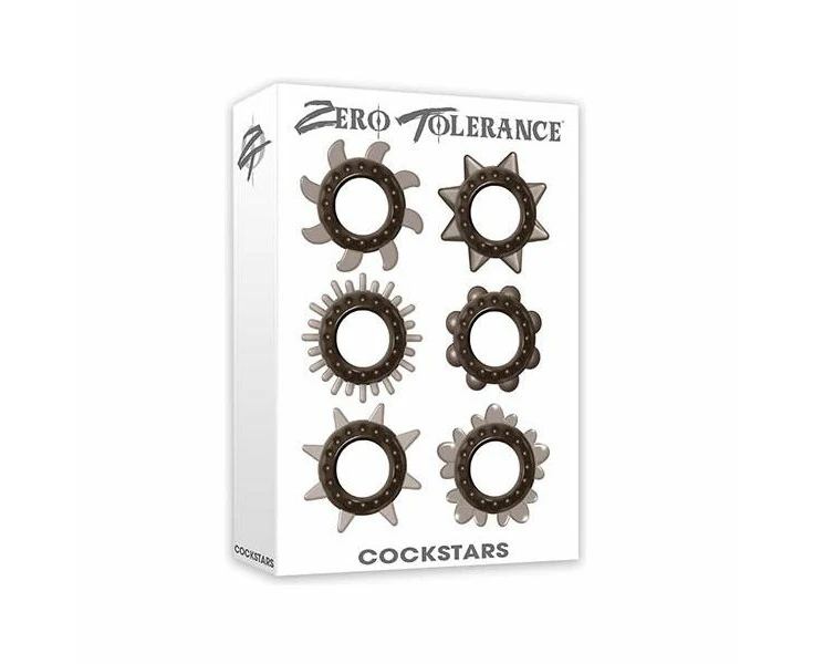 Zero Tolerance Cockstars 6 Piece Textured Cock Rings For Enhanced Pleasure Male Genital Stimulation Various Designs And Colors