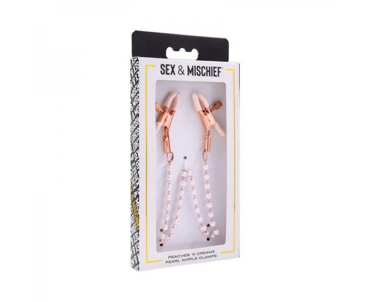 Sportsheets Sex & Mischief Peaches 'n Creame Pearl Nipple Clamps